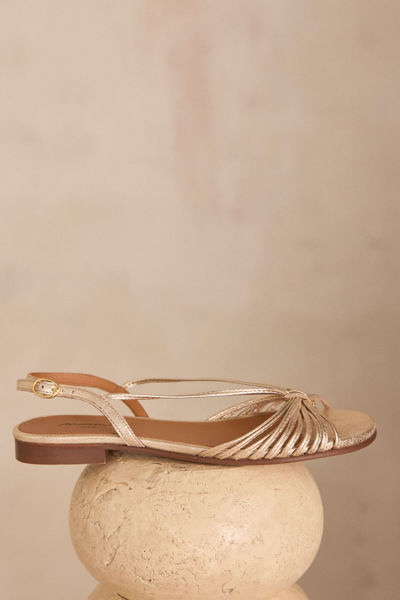 Picture of IRIDESCENT FLAT SANDALS IN 100% LEATHER SUN